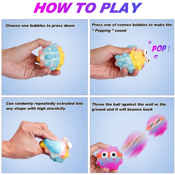 4 Piece of Squeeze Eyes Pop It Easter Toys Assorted - Picture 7 of 7